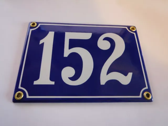 Antique French Blue  Genuine Enamel Porcelain House Door Number Sign / Plate 152