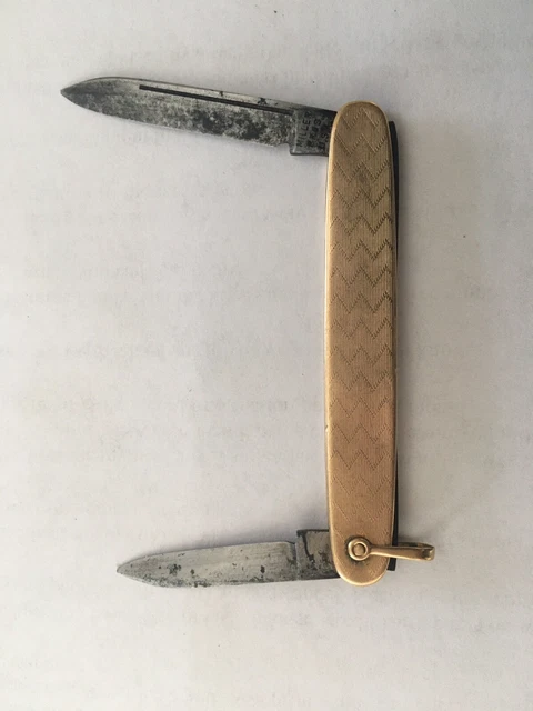 Miller Bros Antique Vintage Gold ? Folding Pocket Knife Usa