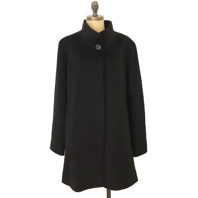Fleurette Black Stand Collar Wool Coat Size 16 $1048 Black NEW B99