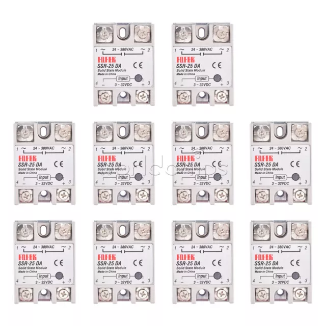 1-10PCS SSR-25DA Solid State Relay Module 25A DC3-32V Input AC24-380V Output USA 2