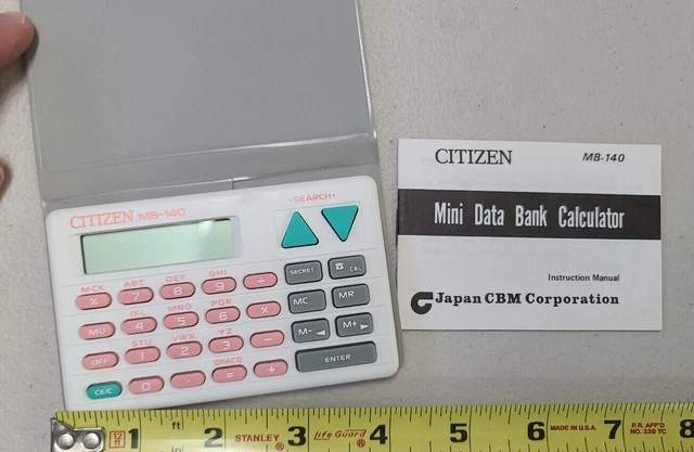 Citizen MB-140 Mini Data Bank Calculator w/ Manual