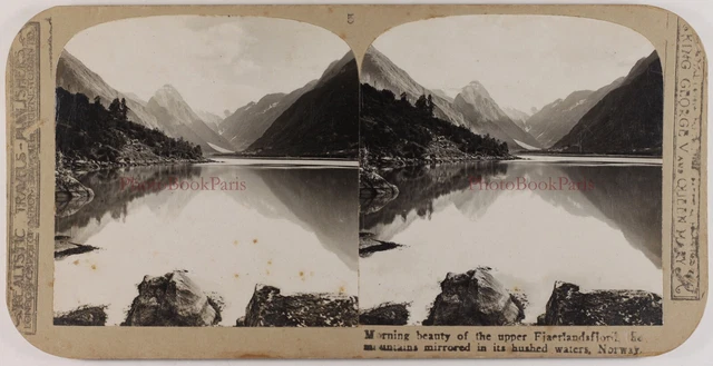 Norwegen Fjord c1900 Foto Stereo Vintage P74L7n2