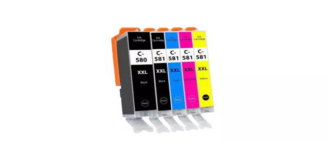 Kit 5 Cartucce Xxl Per Canon Pixma Ts8252 Ts8350 Ts8351 Ts8352 Ts9150 Ts91555