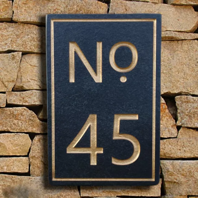 Deep Engraved Slate House Number Sign Gold Letter Personalised Door Name Plaque