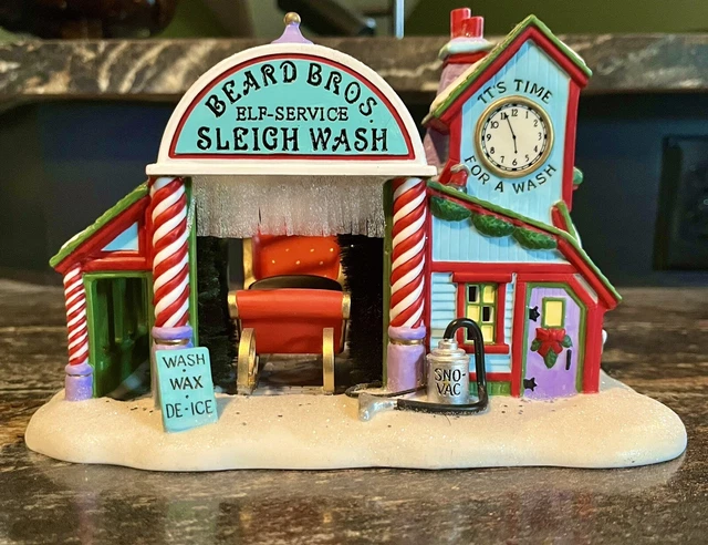 Dept 56 North Pole Series Beard Bros. Sleigh Wash With Light & Box