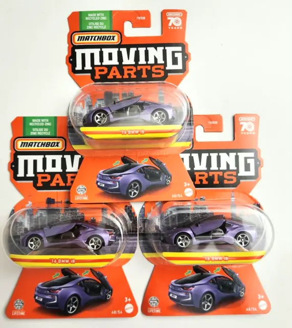 Matchbox '16 BMW i8 Purple #48 - 2023 Moving parts -3pcs
