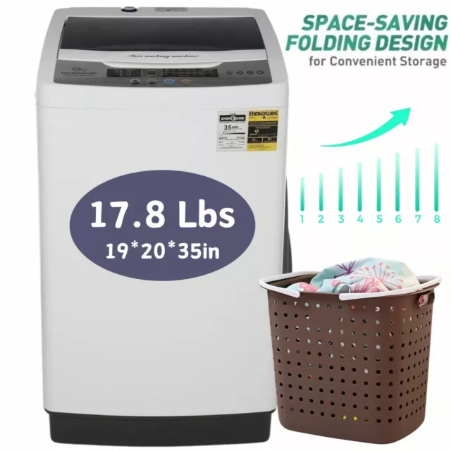 Full Automatic Washing Machine 17.8Lbs Capacity Compact Laundry Washer for Home