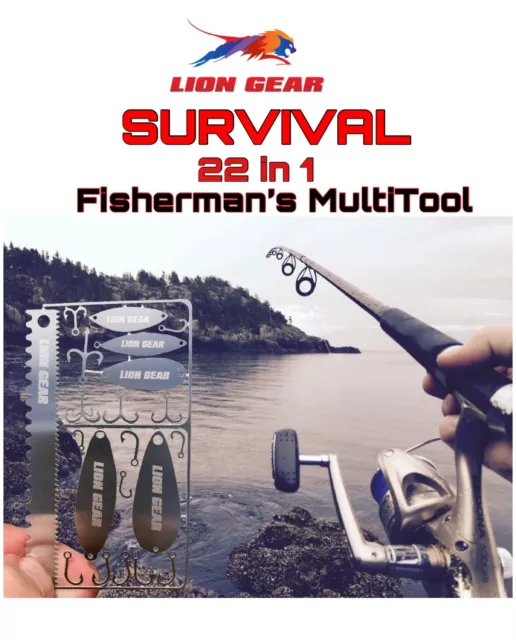 EDC 22 -1 Fisherman Card Wilderness Survival Fishing Tool Set Hooks & Spoons 2