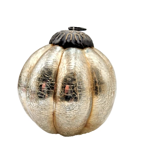 Ancienne Boule Décoration de Noël en verre églomisé Mercurisé TBE