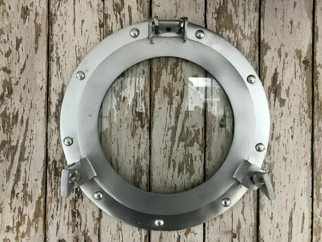 Hublot Nautique En Laiton, Finition Argentée, Diamètre 31 Cm, Fabrication Française