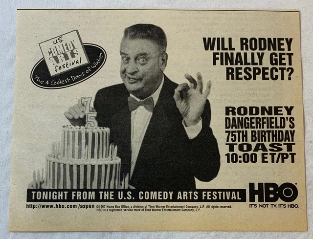 1997 HBO TV Ad ~ Rodney DANGERFIELD'S 75TH Compleanno Toast