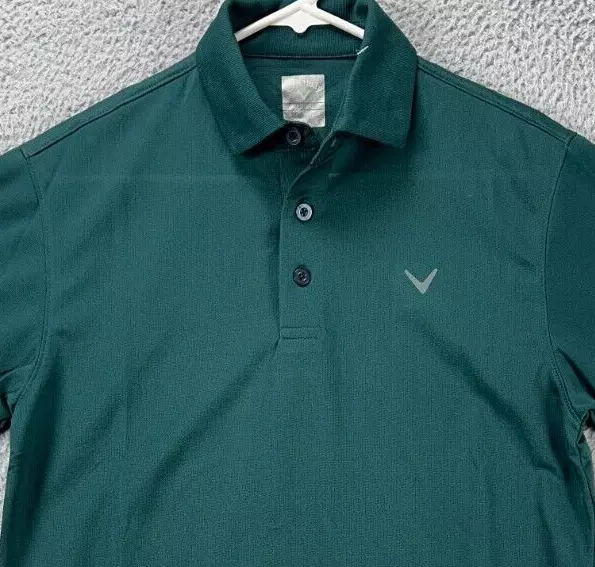 Callaway Shirt Mens Small Opti-Dri Green Golf Polo Swing Tech Logo Rugby NEW Q2