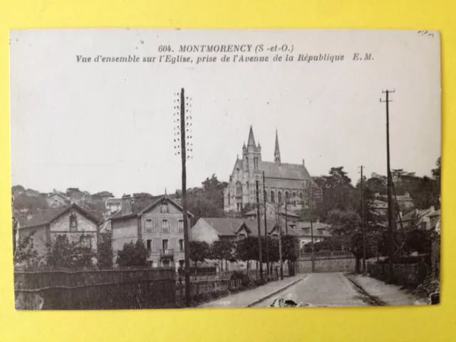 cpa MONTMORENCY Val d'Oise CHURCH VIEW taken from Avenue de la REPUBLIQUE