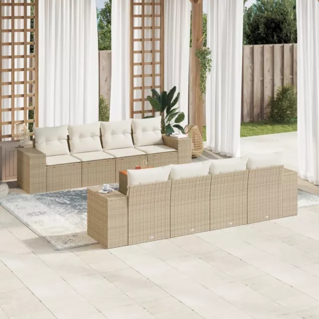 vidaXL Set de sofás de jardín 9 pzas con cojines ratán sintético beige