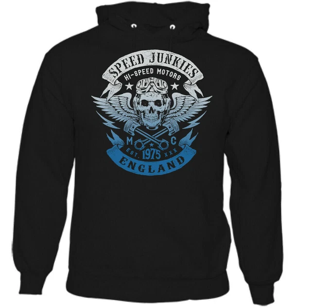 Speed Junkies England Biker Hoodie Motorbike Motorcycle Cafe Racer Top English