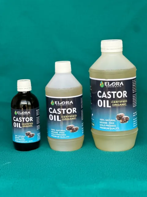 Organic Castor oil,100% PURE Cold Pressed, , Hexane Free, 250ML, 500ML, 1 LITRE