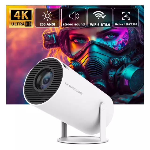 Projecteur Vidéo Portable Android 11 Ultra HD 4k Wifi 200 ANSI Home Cinéma