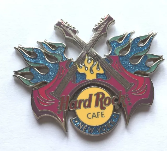 Hard Rock Cafe Pin Badge Tattoo Series New York Crossed Guitars