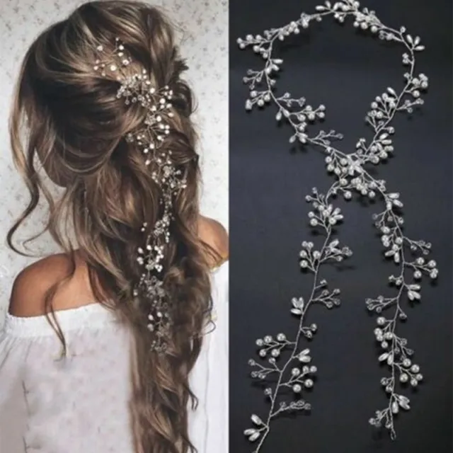 1pc Crystal Pearl Bridal Hairbands Gold Silver Wedding Headwear Women Hair Vine