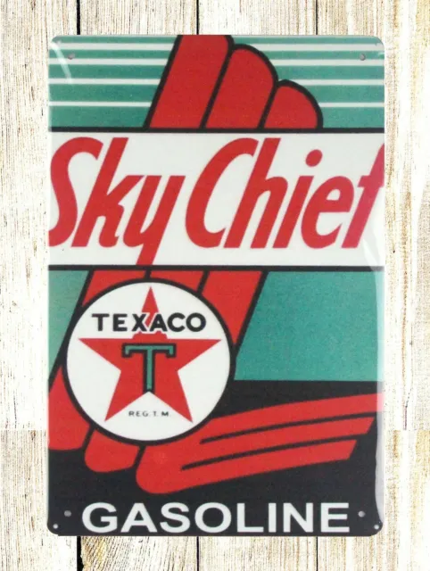 pretty wall decor Sky Chief Texaco gasoline tin metal sign