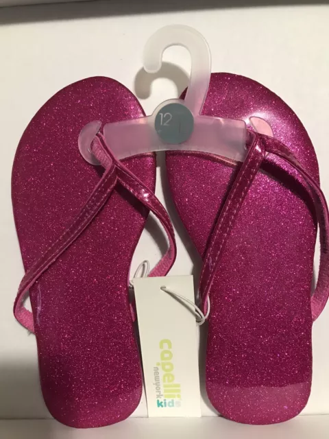 Capelli New York Girls Flip Flop Sandals Pink Glitter Sz 12/13 NWT
