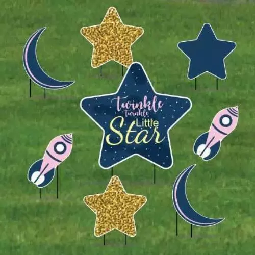 Pink Twinkle Twinkle Little Star Pathway Decorations 8 piece set