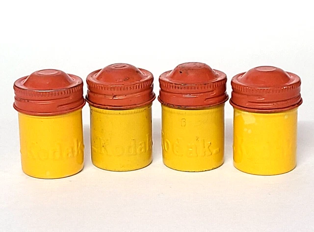 Vintage KODAK 35mm Film Canister Tin (Yellow/Orange) Lot of 4