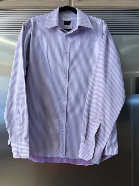 Versace 'City' Collection Mens Shirt Lavender / Purple Stripe Neck 17 (Fit16.5”) 3