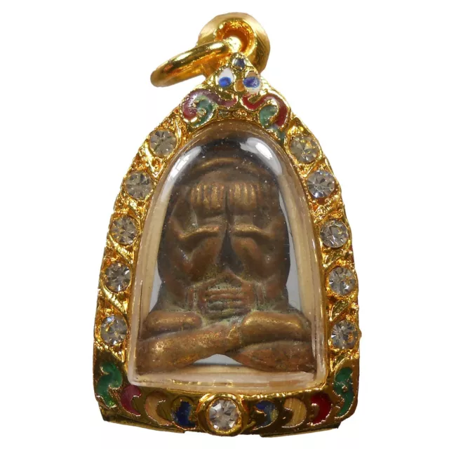 Real Antique Phra Pidta Lp Eiam Old Thai Buddha Amulet Very Rare !!!