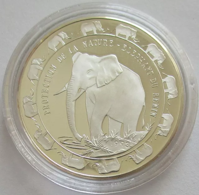 Benin 6000 Francs 1993 Tiere Elefant Silber