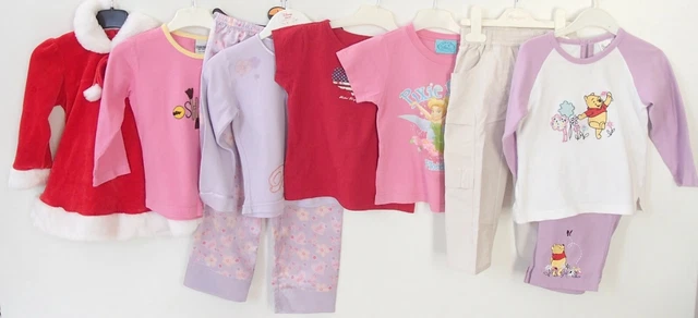 Pacchetto 9 abiti misti ragazze età 18 mesi 2 - 3 top abiti pigiamini Disney