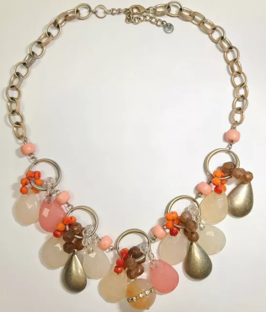 Statement Necklace Brûlée Loft Ann Taylor Chunky Big Crakle Teardrop Pink tones Statement Necklace Brûlée Loft Ann Taylor Chunky Big Crakle Teardrop Pink tones