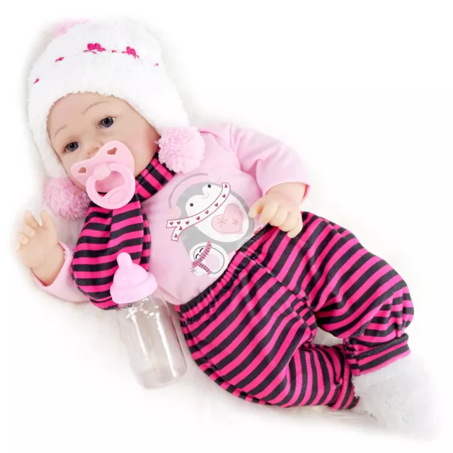 Reborn Baby Doll Girl Realistic 17" BiBi Doll Newborn Lifelike Dummy Bottle Toy