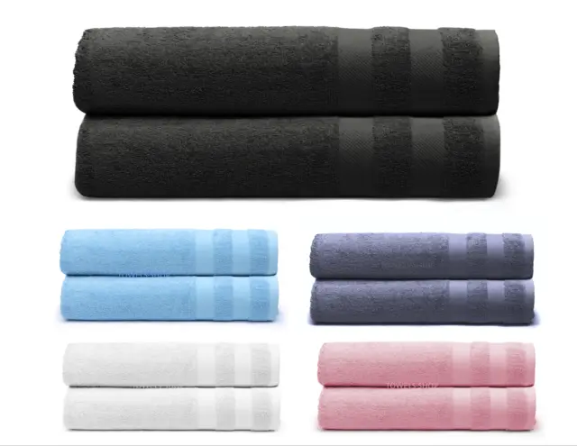 2 Extra Large Bath Sheets Towels Bale Set 100% Cotton 600 GSM Soft 90 X 190cm