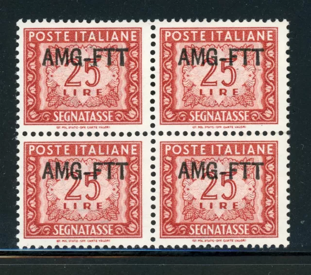AMG-FTT Trieste MNH: Scott #J26 25L Type "h" Postage Due BLOCK CV$22+