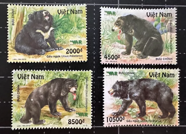 Vietnam 2012 Fauna Asian Black Bear Wildlife At Risk WAR Stamp Set MNH