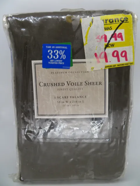 1 Pc Crushed Voile Sheer Scarf Valance in Chocolate 50 X 216 Bed Bath & Beyond