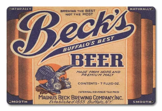 Magnus Beck's Buffalo's Best Beer 18" Heavy Duty Usa Made Metal Advertising Sign