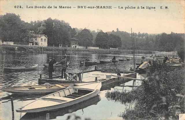 Cpa 94 Bry Sur Marne La Peche A La Ligne