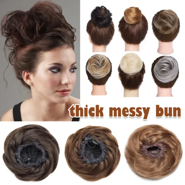 100% Real Human Hair Wrap On Bun Scrunchie Messy Piece Updo Hair Extensions Weft