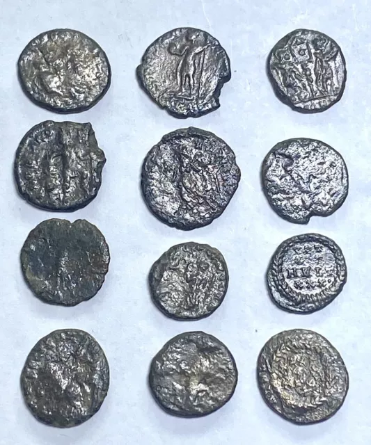 Ancient Roman Coin Lot of 12 Roman Emperors 260 AD-380 AD Old Rare Coins