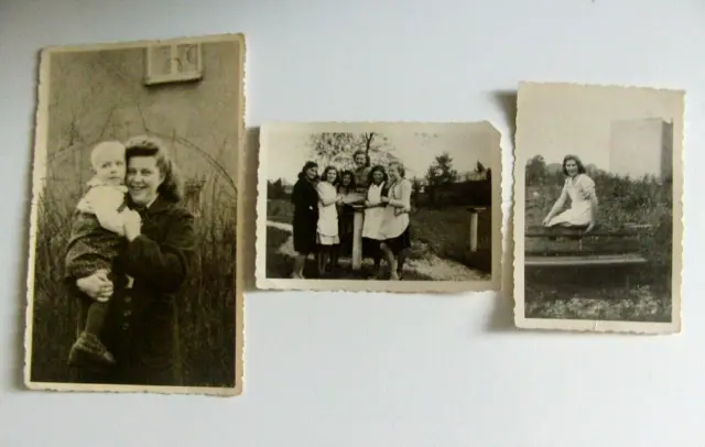 3 alte s/w Fotos - junge Frauen Fotos 9x6 / 13 x8 cm von ca. 1945