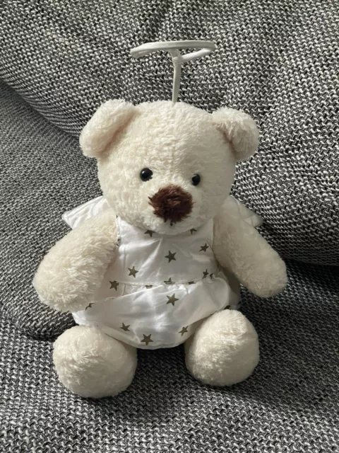 Heunec Teddybär Schutzengel Fee Engel Flügel Stern Satin Stofftier 25cm