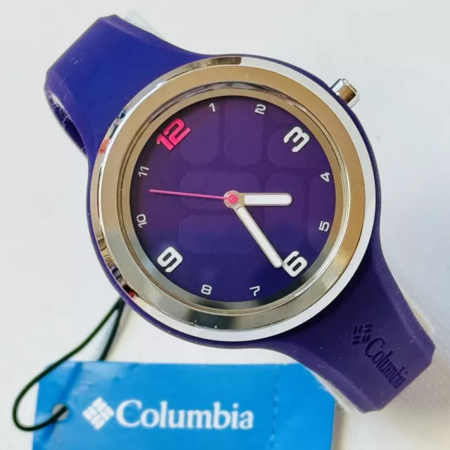 Columbia Escapade Gem Women's Purple Silicone Sport Watch Silver Bezel CA017-515