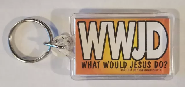 WWJD Key Chain Keyring "What Would Jesus Do?" Keychain New Old Stock Vtg Orange