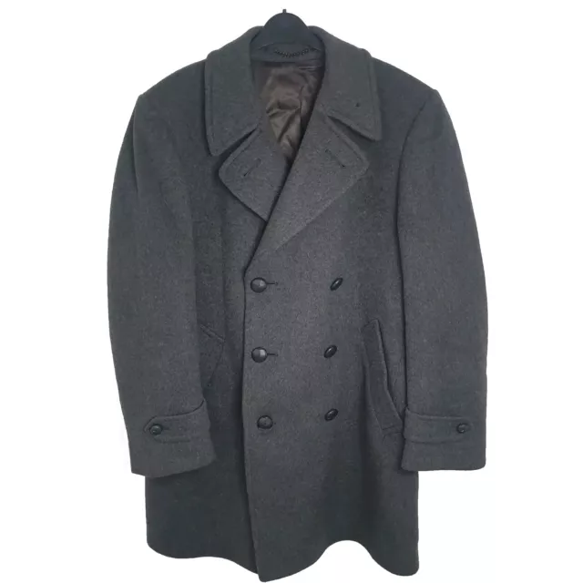 Hammersley Men's Double Breasted Long Grey Overcoat Wool & Cashmere 42R SUPERB