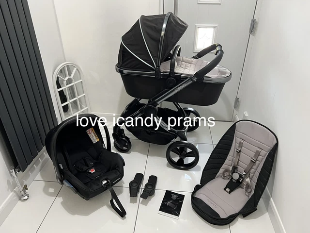 iCandy Peach 5 Beluga🖤 On Phantom Chassis Full Travel System With New Car Seat