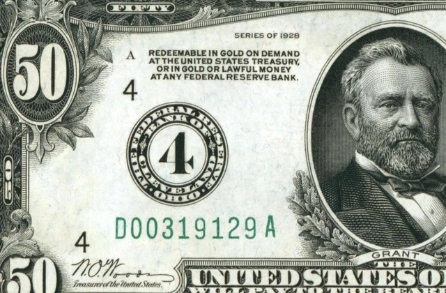 $50 1928 (( CHOICE AU )) (( CLEVELAND )) Federal Reserve Note ** DAILY AUCTIONS