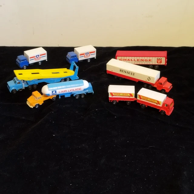 Lot De 10 Anciennes Voitures Et Camions Norev En Plastique