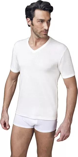 Maglia scollo a V da uomo a mezza manica in lana cotone Nottingham TV18 T-shirt
